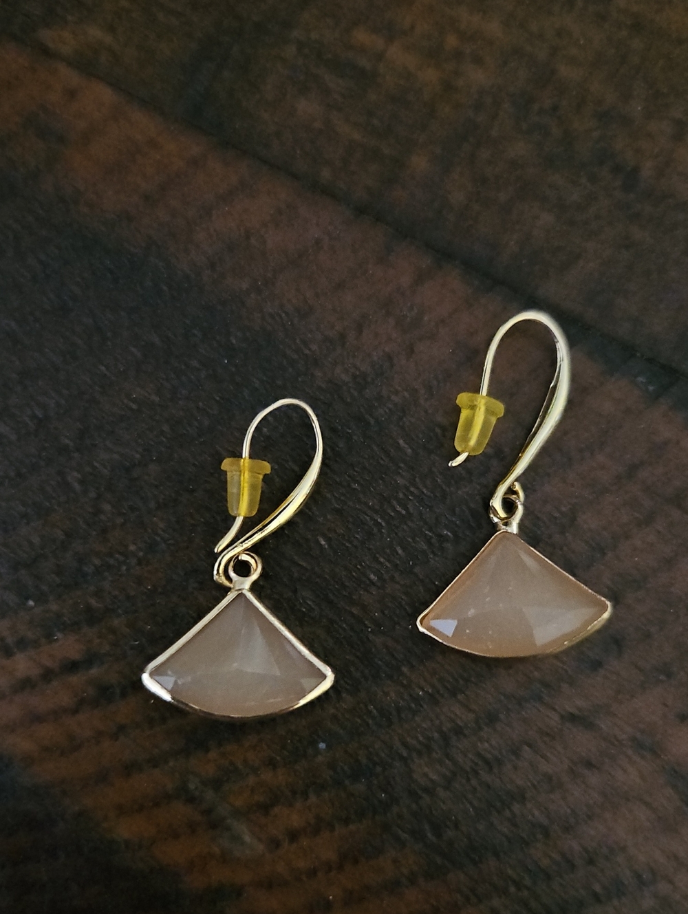 Peach and gold in color Fan Drop Earrings - Women Jewelry